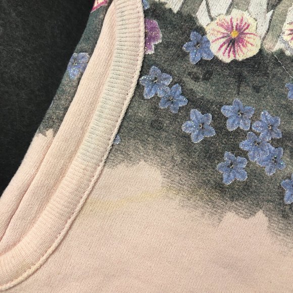 VTG Artisans Floral Light House Button Up Sweater Adult Medium Pink Nature Birds - Picture 6 of 11